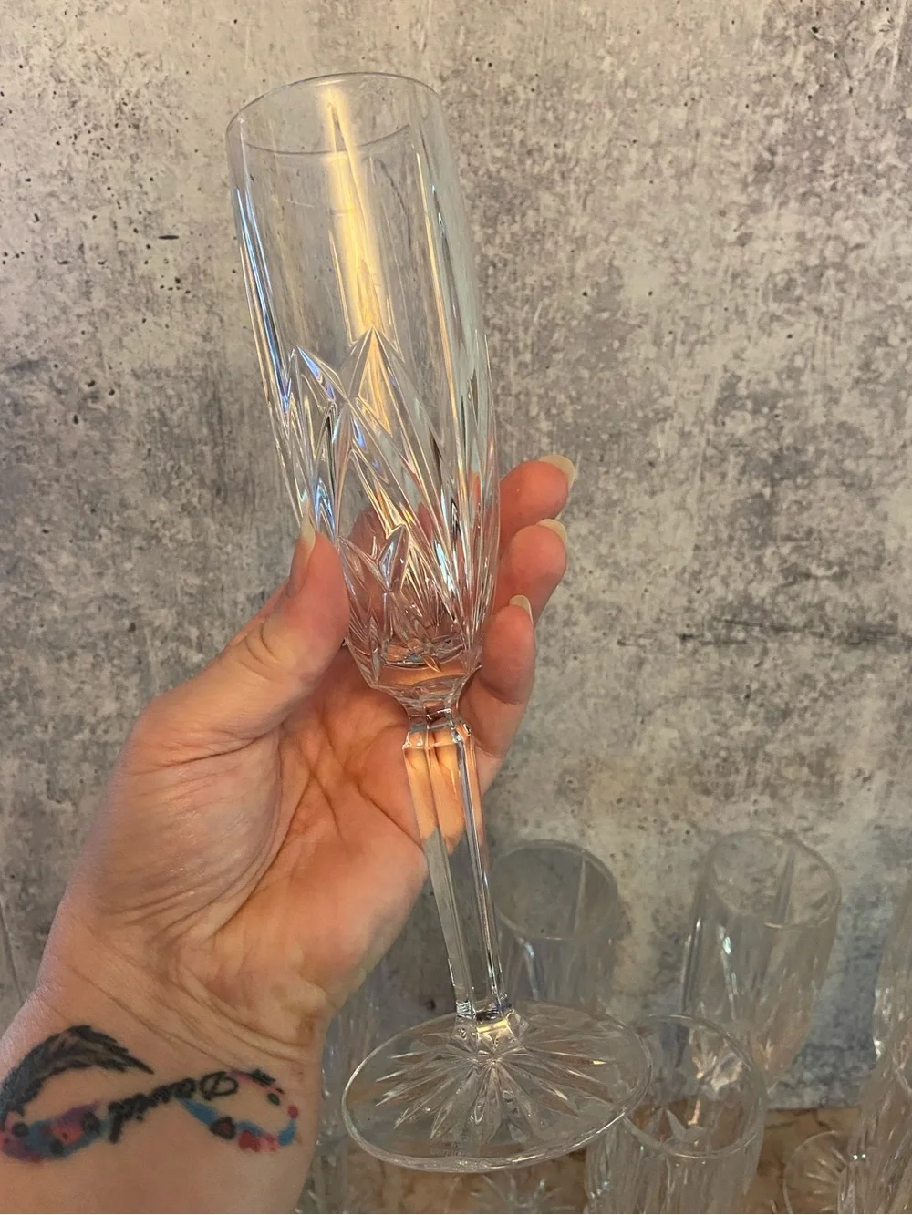 Marquis By Waterford Set of 7 Cut Crystal Champagne Flutes